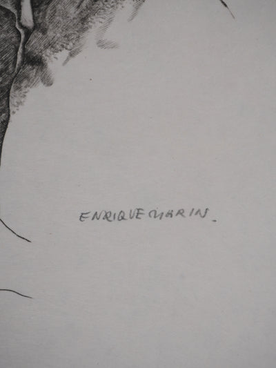Enrique MARIN MUNOZ : Dans la rue à Séville, Gravure originale signée