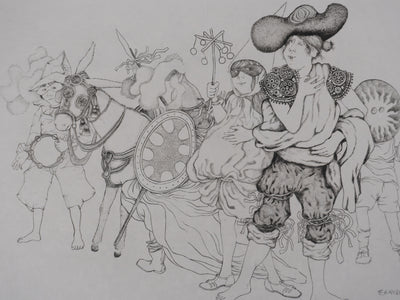 Enrique MARIN MUNOZ : La troupe du cirque, Gravure originale signée