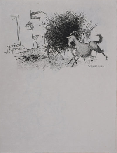 Enrique MARIN MUNOZ : L'attaque de la chèvre, Gravure originale signée