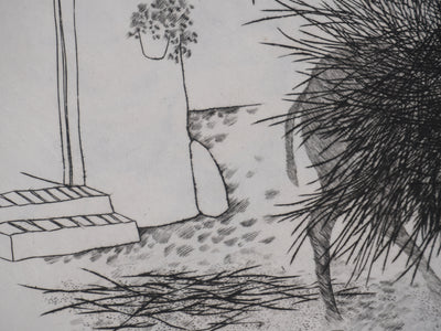 Enrique MARIN MUNOZ : L'attaque de la chèvre, Gravure originale signée