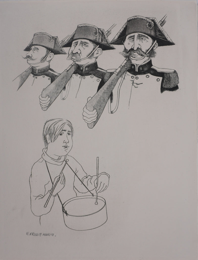 Enrique MARIN MUNOZ : Les soldats napoléoniens, Gravure originale signée