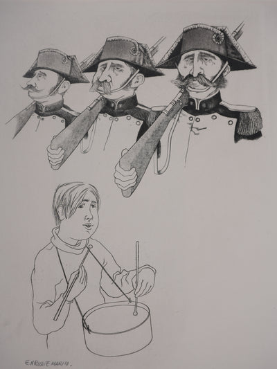 Enrique MARIN MUNOZ : Les soldats napoléoniens, Gravure originale signée
