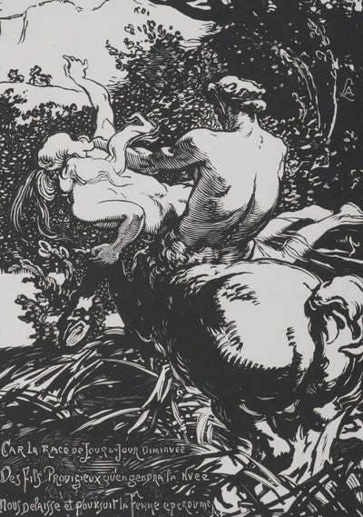 Auguste LEPERE : Le centaure, Gravure sur bois originale signée