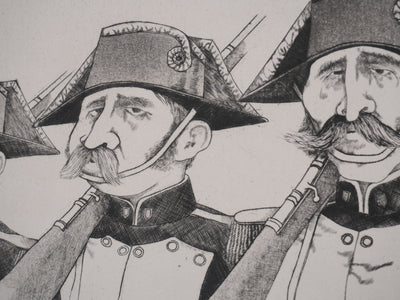 Enrique MARIN MUNOZ : Les soldats napoléoniens, Gravure originale signée