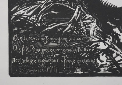 Auguste LEPERE : Le centaure, Gravure sur bois originale signée