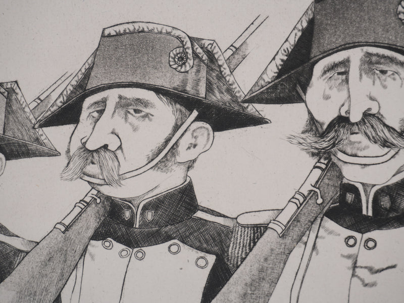 Enrique MARIN MUNOZ : Les soldats napoléoniens, Gravure originale signée