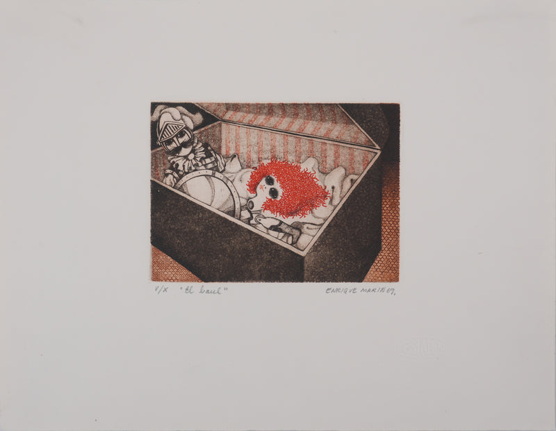 Enrique MARIN MUNOZ : Le coffre à jouets, Gravure originale signée