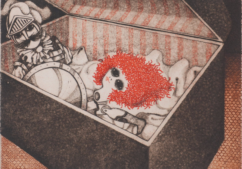 Enrique MARIN MUNOZ : Le coffre à jouets, Gravure originale signée