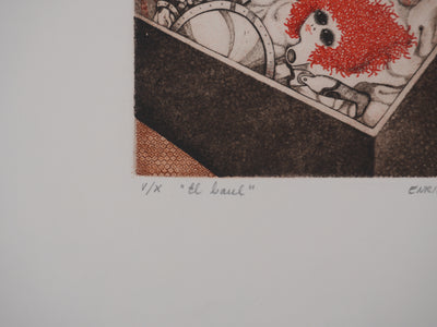 Enrique MARIN MUNOZ : Le coffre à jouets, Gravure originale signée