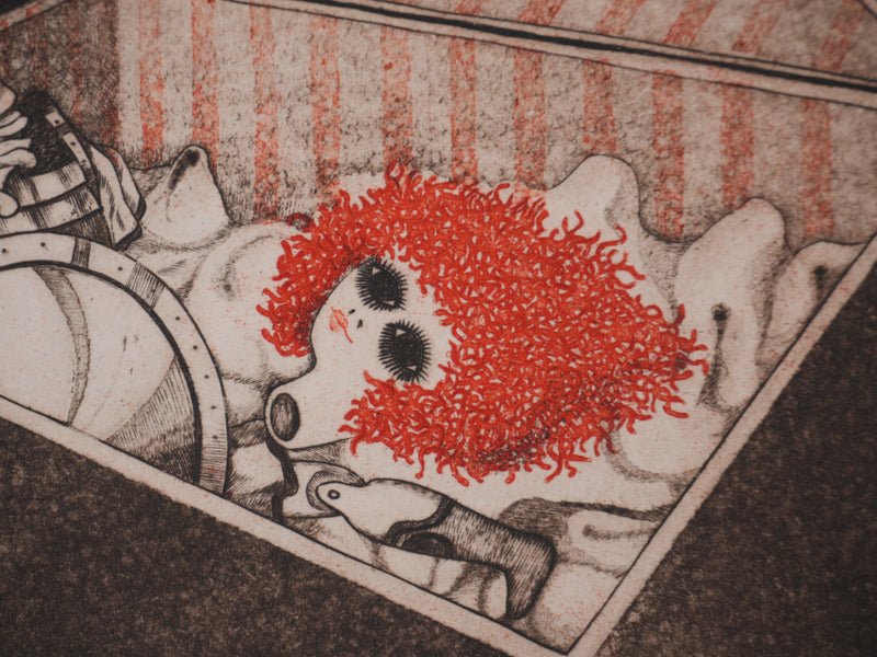 Enrique MARIN MUNOZ : Le coffre à jouets, Gravure originale signée