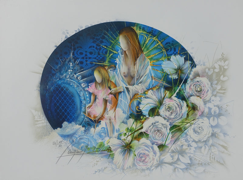 Raymond POULET : Mère et enfant, Lithographie originale signée