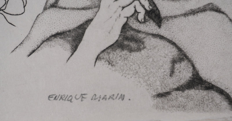 Enrique MARIN MUNOZ : Les gardiennes, Gravure originale signée