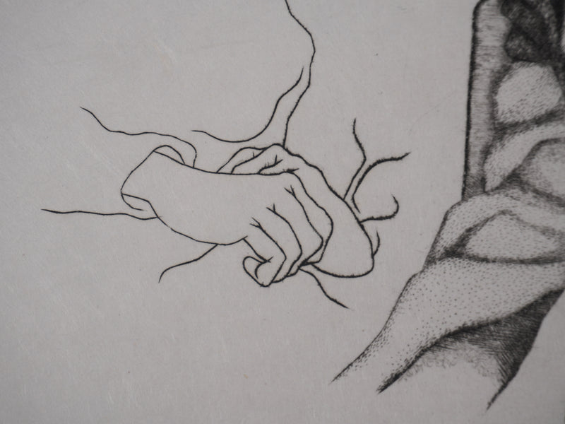 Enrique MARIN MUNOZ : Les gardiennes, Gravure originale signée