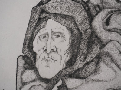Enrique MARIN MUNOZ : Les gardiennes, Gravure originale signée