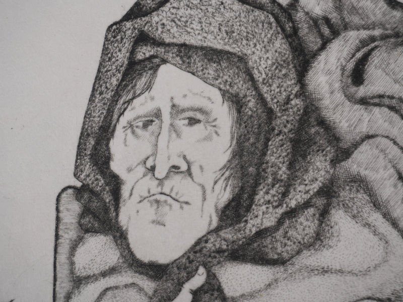 Enrique MARIN MUNOZ : Les gardiennes, Gravure originale signée