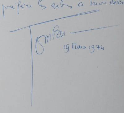 Alain BOMBARD : Je préfère les arbres, Autographe et dessin original signé