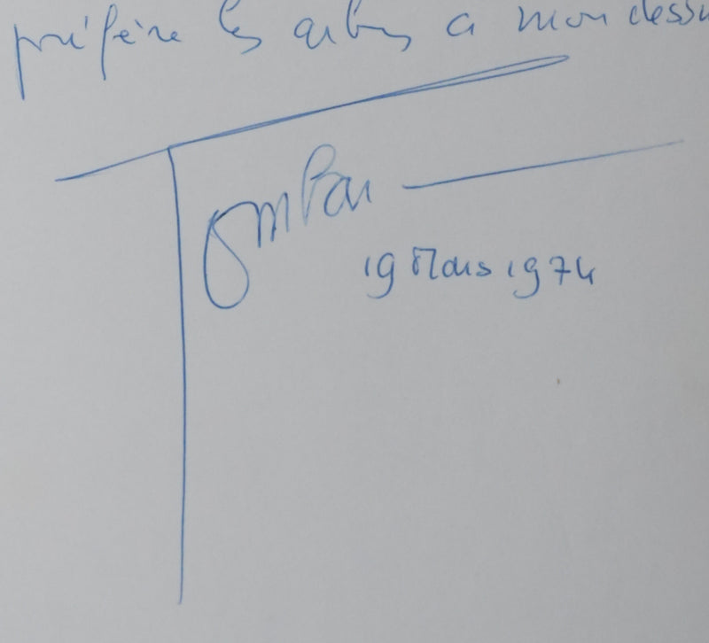 Alain BOMBARD : Je préfère les arbres, Autographe et dessin original signé