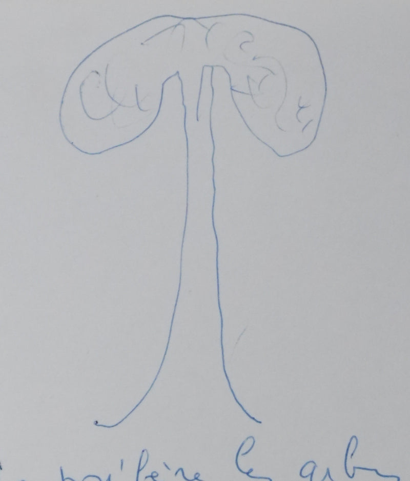 Alain BOMBARD : Je préfère les arbres, Autographe et dessin original signé