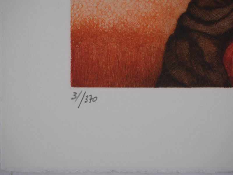 Enrique MARIN MUNOZ  : Voyageur et flamenca, Gravure originale signée