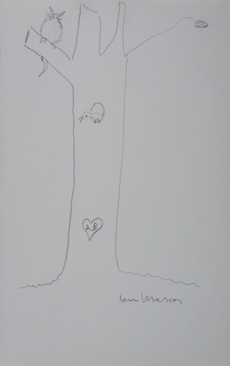 Jean MASSON : Arbre des animaux amoureux, Autographe et dessin original signé