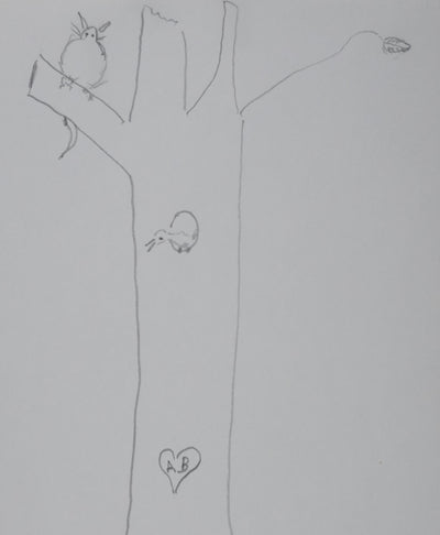 Jean MASSON : Arbre des animaux amoureux, Autographe et dessin original signé