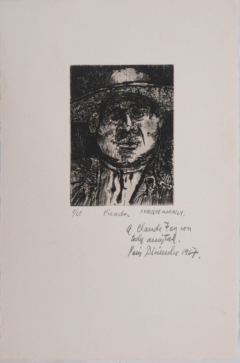 Enrique MARIN MUNOZ  : Le Picador, Gravure originale signée