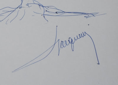 JACQUEMIN : Arbre bleu, Autographe et dessin original signé