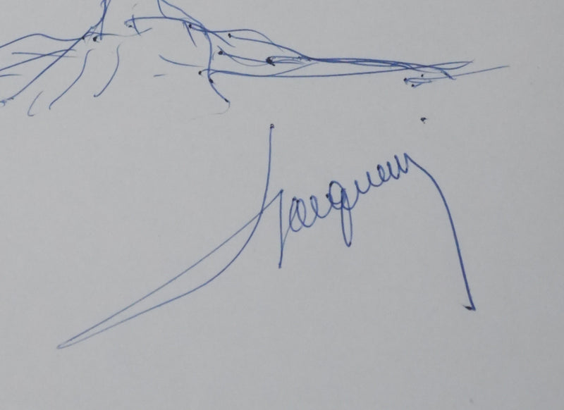 JACQUEMIN : Arbre bleu, Autographe et dessin original signé
