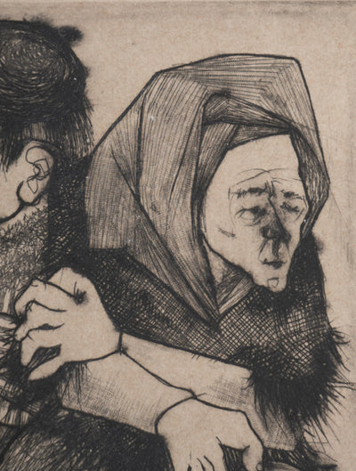 Enrique MARIN MUNOZ : L'accordéoniste et sa femme, Gravure originale signée