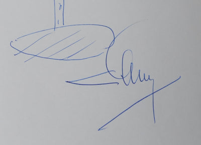 Léon GORNY : L'arbre en bleu, Autographe et dessin original signé