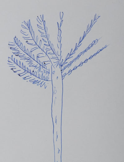 Léon GORNY : L'arbre en bleu, Autographe et dessin original signé