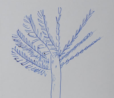 Léon GORNY : L'arbre en bleu, Autographe et dessin original signé
