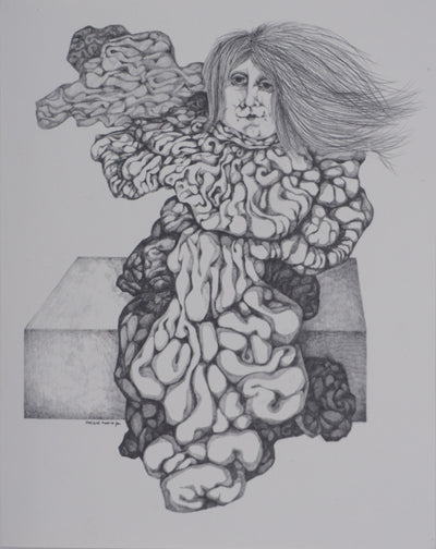 Enrique MARIN MUNOZ : La femme à la robe organique, Impression signée