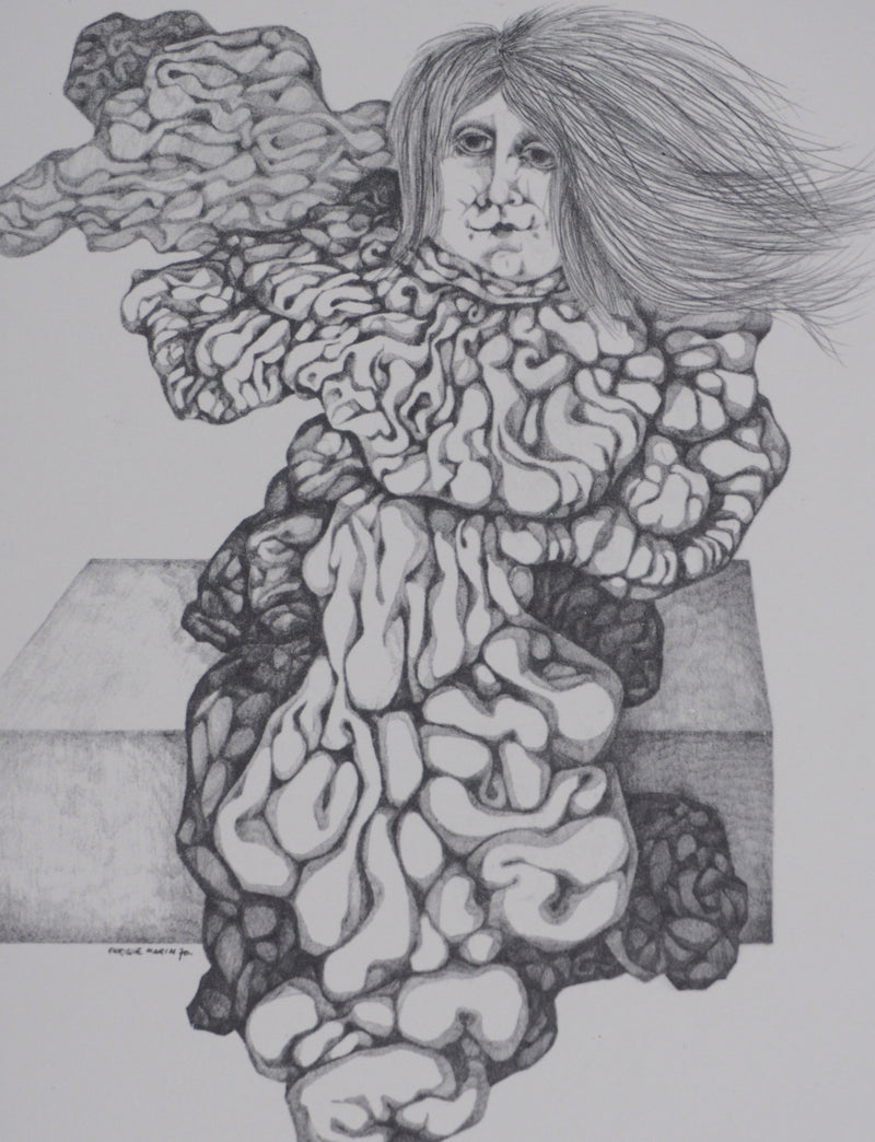 Enrique MARIN MUNOZ : La femme à la robe organique, Impression signée