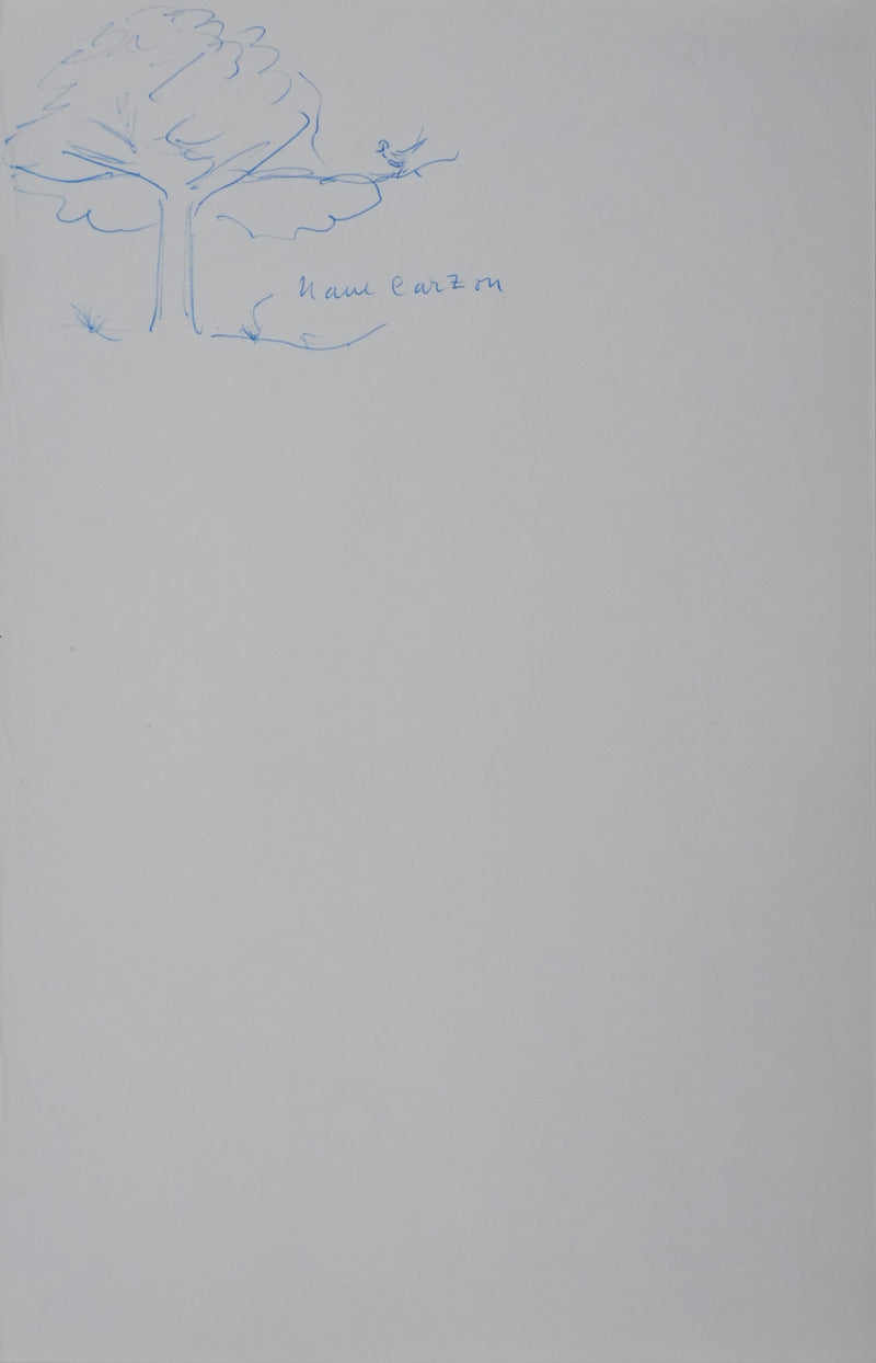 Jeanne CARZOU (dite Nane Carzou) : Le petit arbre bleu, Autographe et dessin original signé
