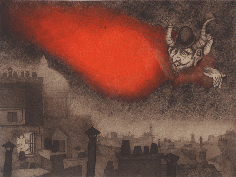 Enrique MARIN MUNOZ : La ville endormie, Gravure originale signée
