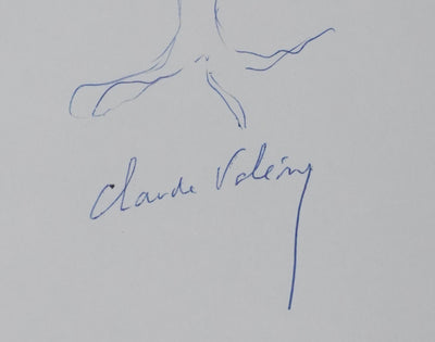 Claude VALERY : L'arbre en bleu, Autographe et dessin original signé