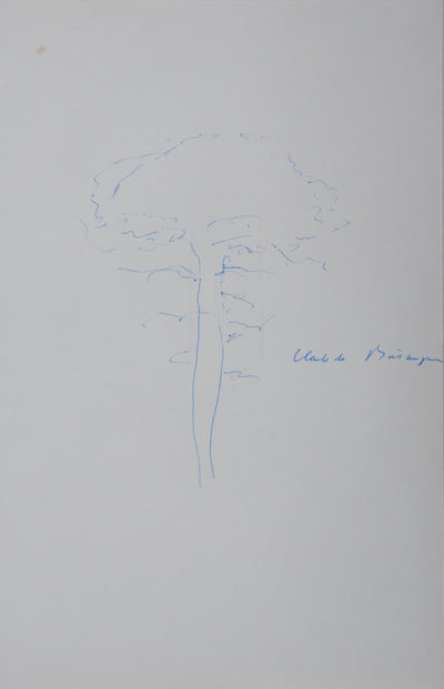 Jean BERNARD : Les arbres bleus, Autographe et dessin original signé