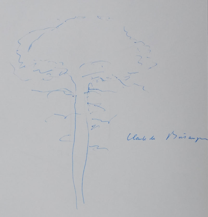 Jean BERNARD : Les arbres bleus, Autographe et dessin original signé