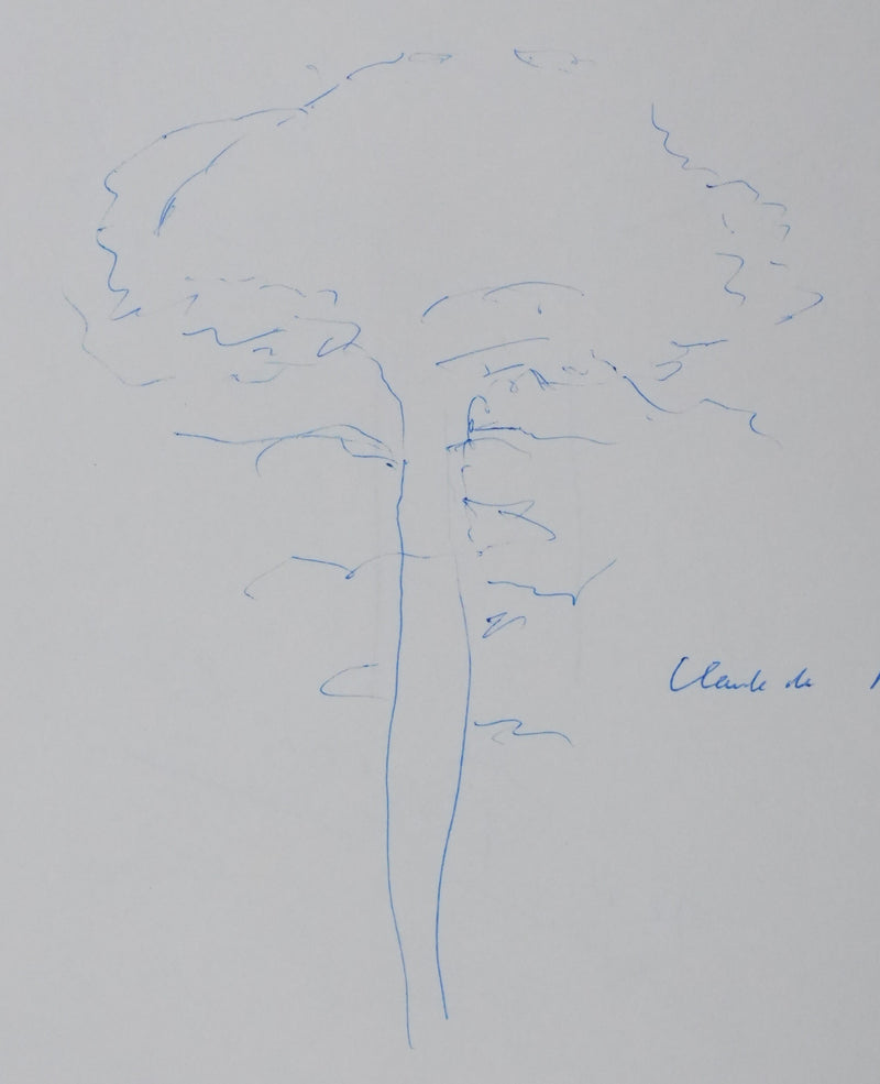 Jean BERNARD : Les arbres bleus, Autographe et dessin original signé