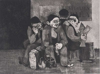 Enrique MARIN MUNOZ : Les voyageurs, Gravure originale signée