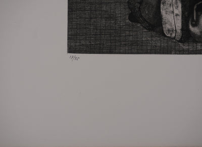 Enrique MARIN MUNOZ : Les voyageurs, Gravure originale signée