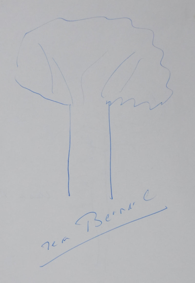 Jean BERNARD : Les arbres bleus, Autographe et dessin original signé