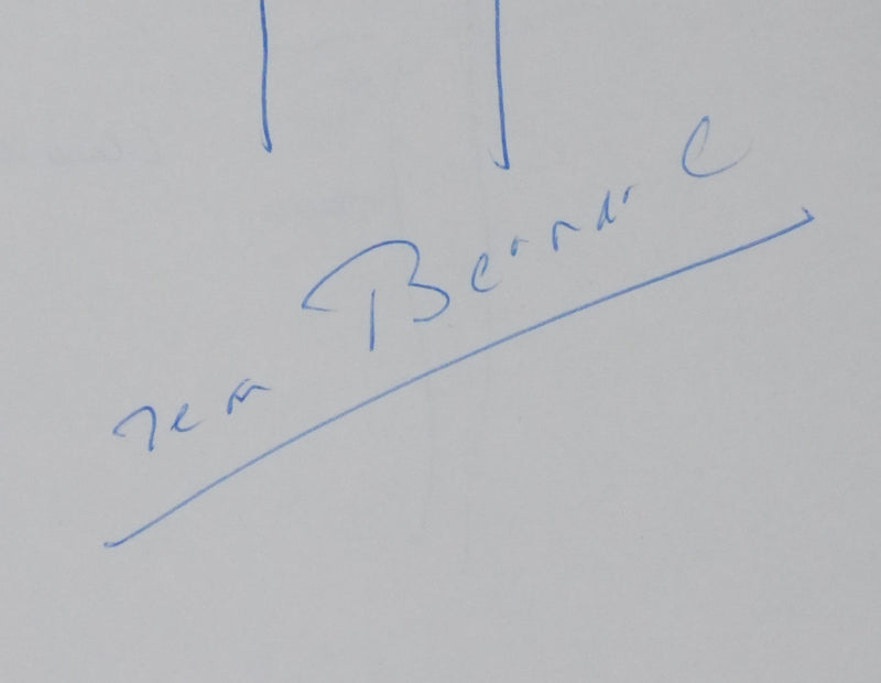 Jean BERNARD : Les arbres bleus, Autographe et dessin original signé