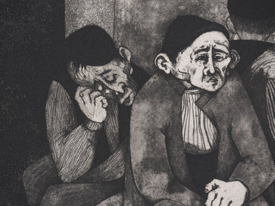 Enrique MARIN MUNOZ : Les voyageurs, Gravure originale signée