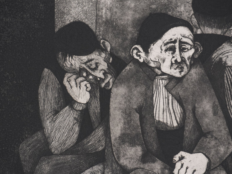 Enrique MARIN MUNOZ : Les voyageurs, Gravure originale signée
