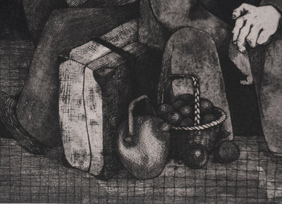 Enrique MARIN MUNOZ : Les voyageurs, Gravure originale signée