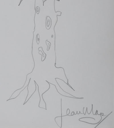 Jean MAZE : L'arbre aux écorces, Autographe et dessin original signé