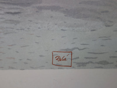 Salvador DALI : La barque du nocher, Bois gravé original signé