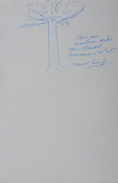 Robert de SAINT-JEAN : L'arbre bleuté, Autographe et dessin original signé